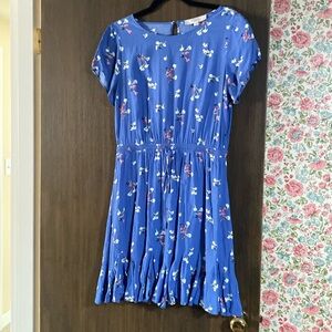 Loft size medium blue floral short sleeve dress